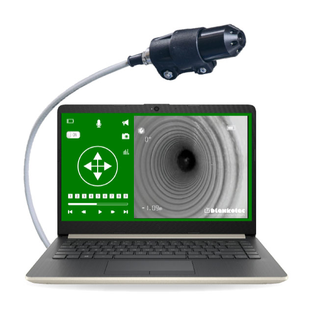 Inspektionskamera und Laptop für Lüftungsrohrinspektion